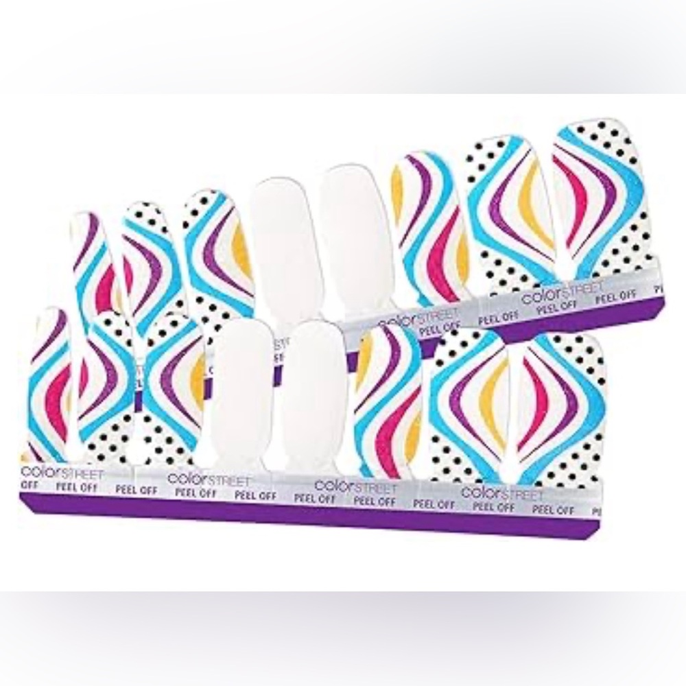 *Retired* Color Street: Cool Beans | 80s Retro Waves Polka Dots White Blue Pink - Picture 11 of 11